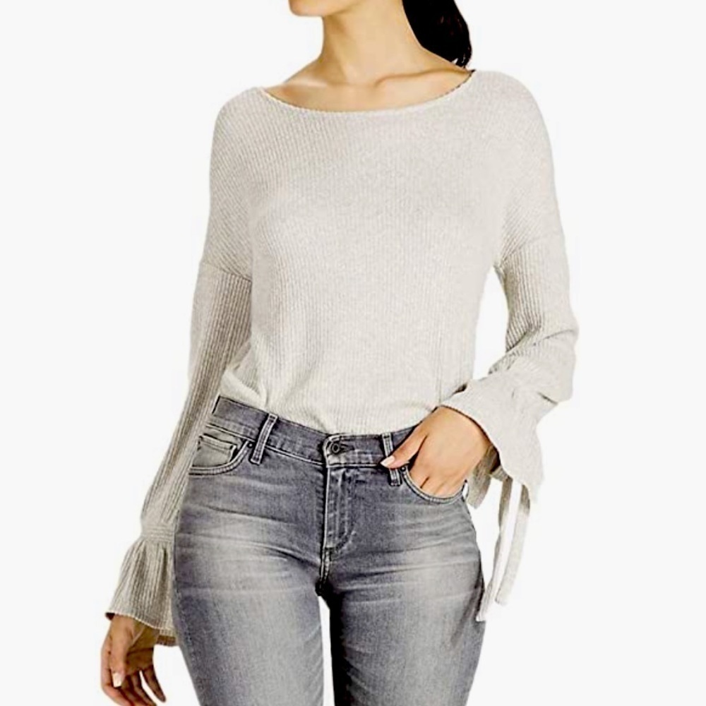 Lucky Brand women's fashion knit tie sleeve rib pullover top - Picture 2 of 14
